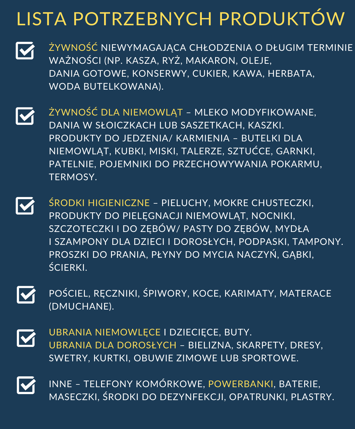 li­sta rze­czy pierw­szej po­mo­cy- zbiórka dla mieszkańców Ukrainy