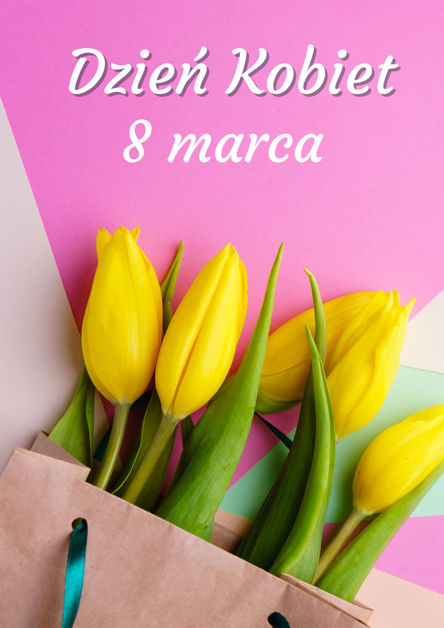 Plakat z tulipanami na dzień kobiet.