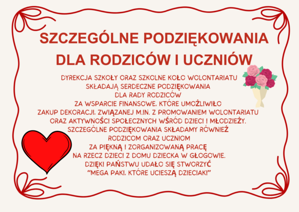 podziękowania od koła wolontariatu