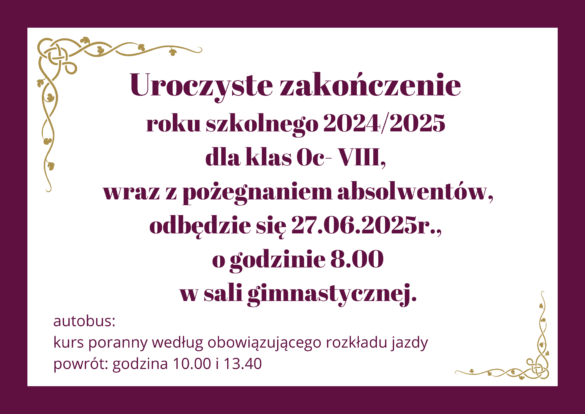 uroczyste zakończenie roku szkolnego