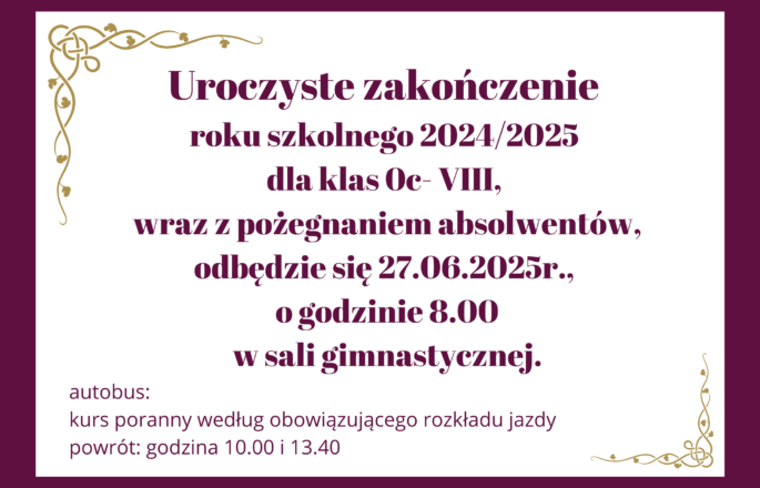 uroczyste zakończenie roku szkolnego